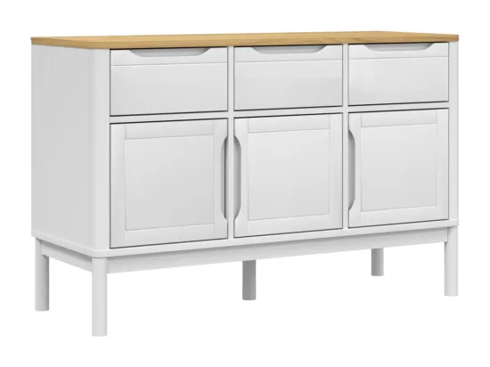 Buffet FLORO blanc 114x43x74 cm bois massif de pin
