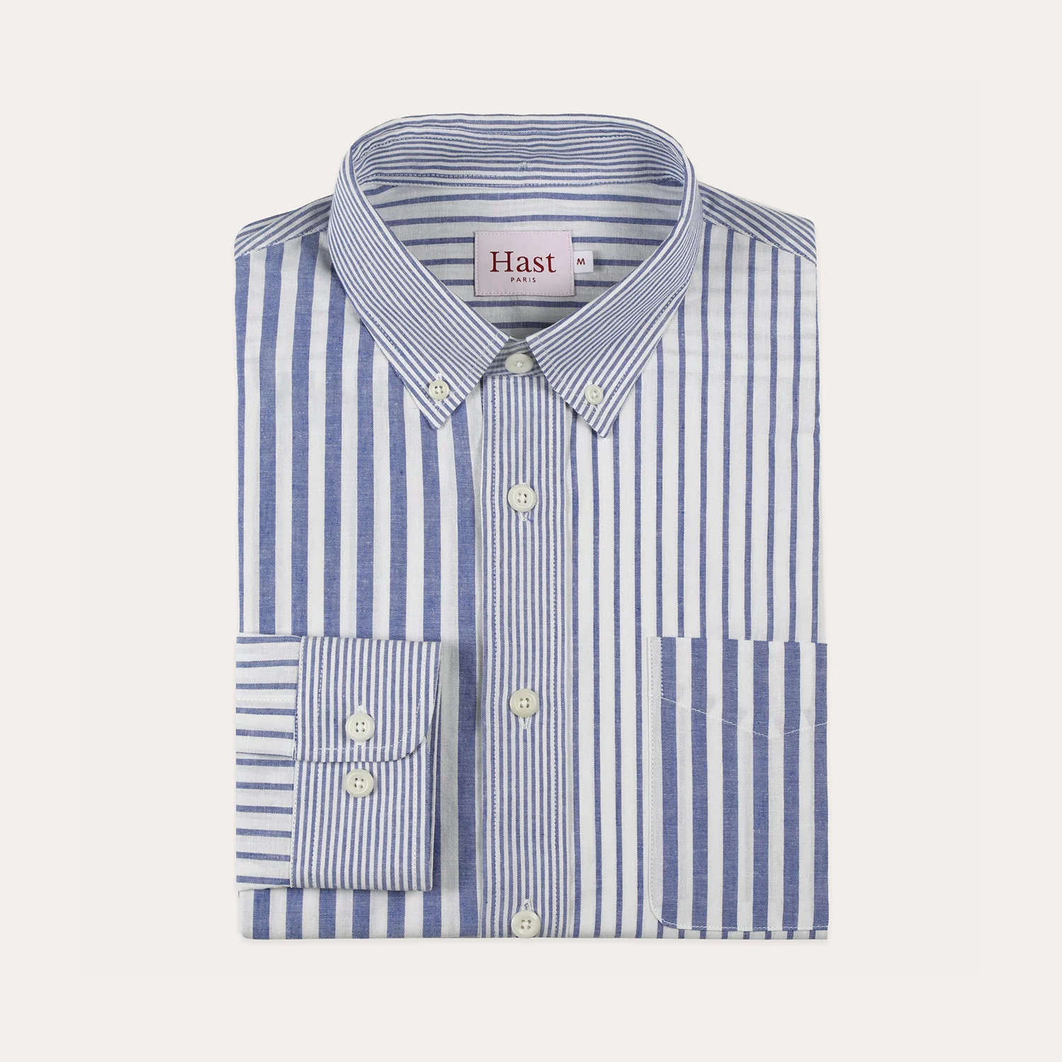 Blue striped cotton and linen shirt