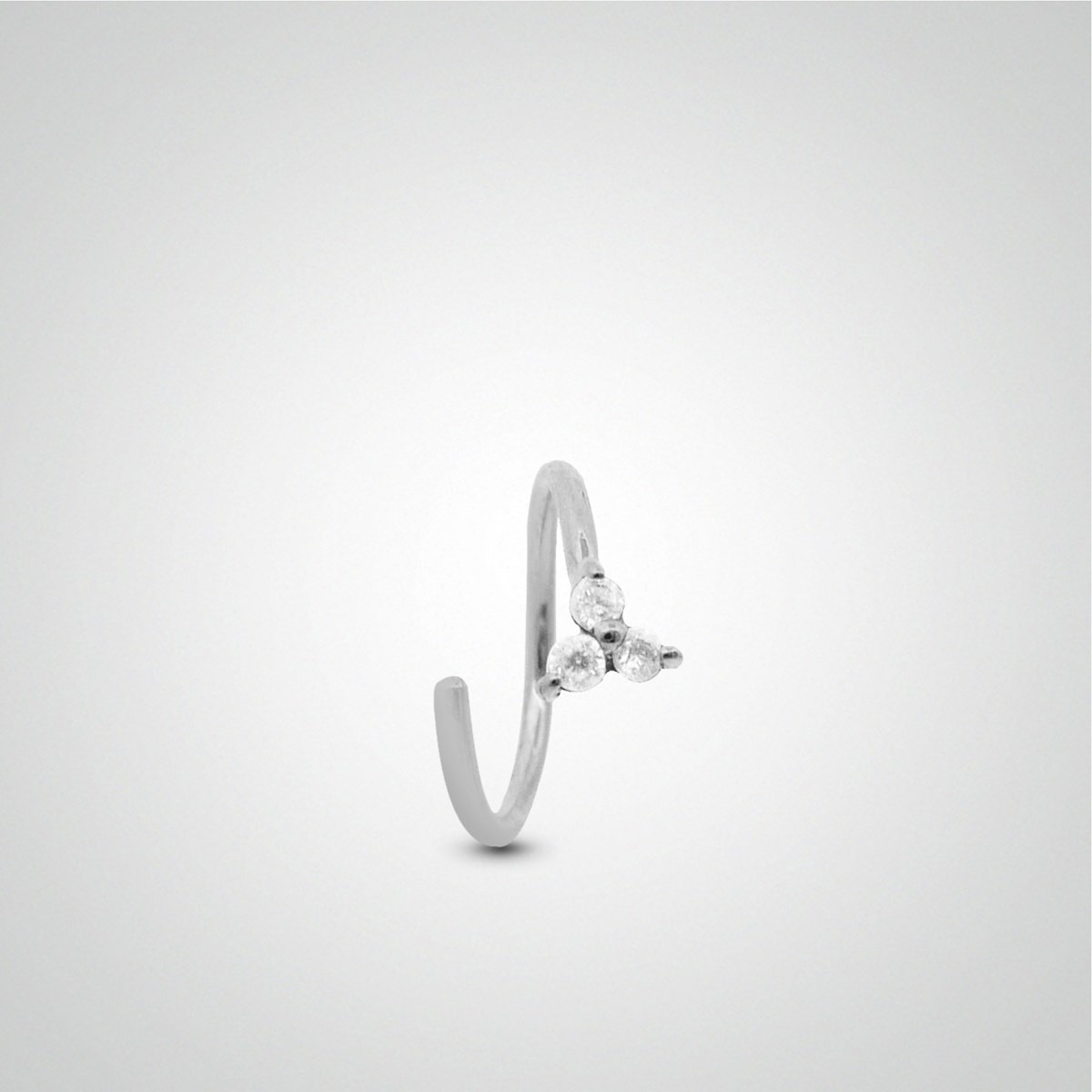 Piercing d'hélix anneau or blanc à écarter avec trèfle zircon