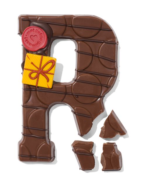 lettre R en chocolat au lait décorée à la main 200g