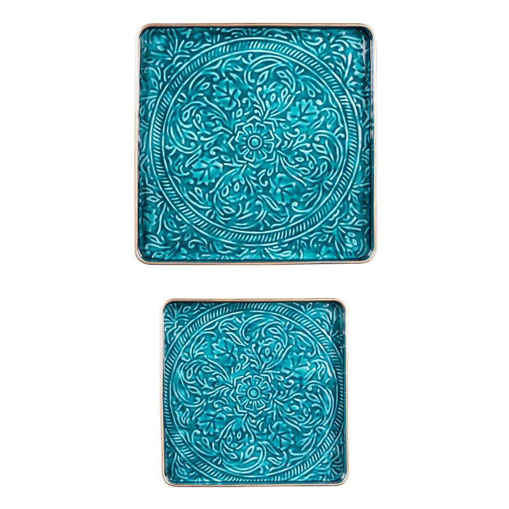 Set de 2 plateaux carrés Tosca bleu Table passion