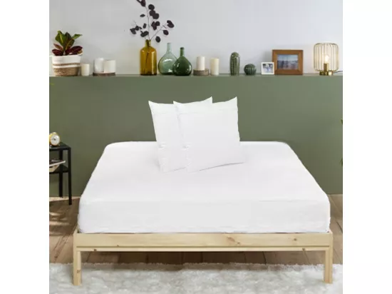 Pack Protège-matelas 140x190cm + 2 Protège oreillers 63x63cm Anti-punaises de lit - 2 personnes - Housse intégrale imperméable