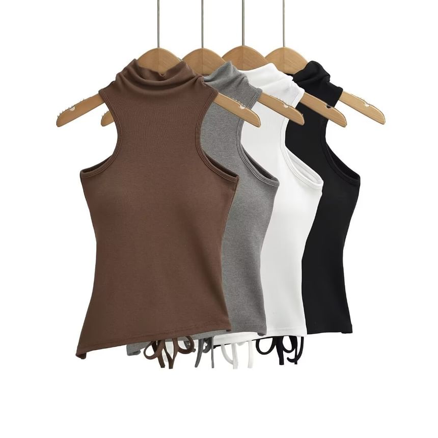 Morhan - Hoge hals, effen asymmetrisch tanktopje