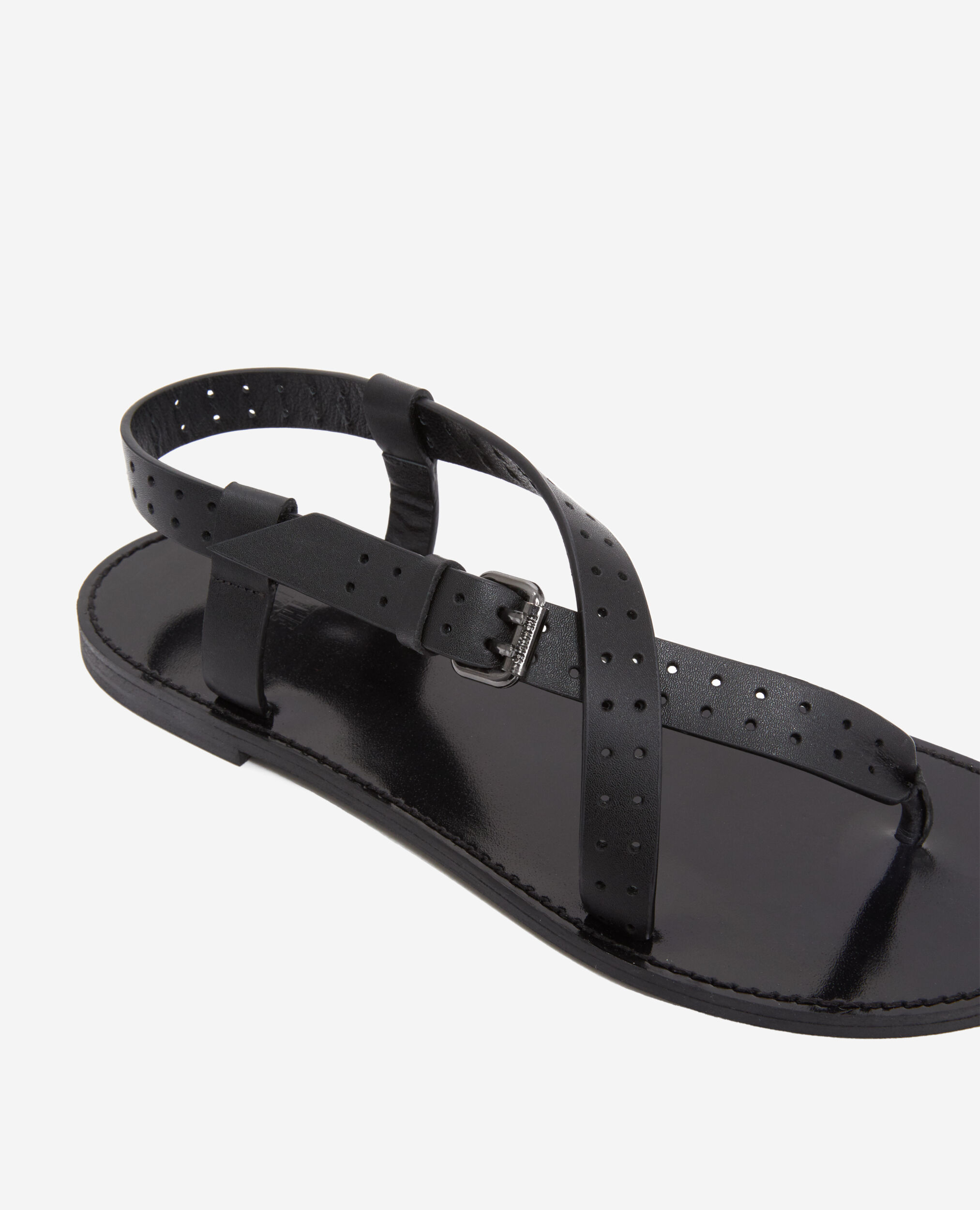 Sandales noires en cuir perforé