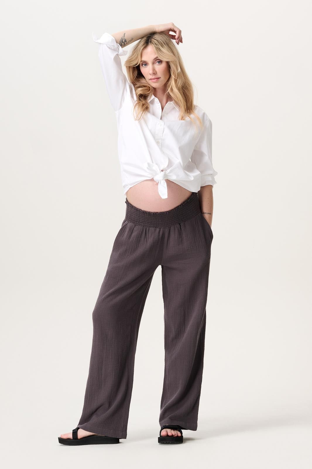 Noppies Maternity Casual broek Wide leg fit - Forged Iron