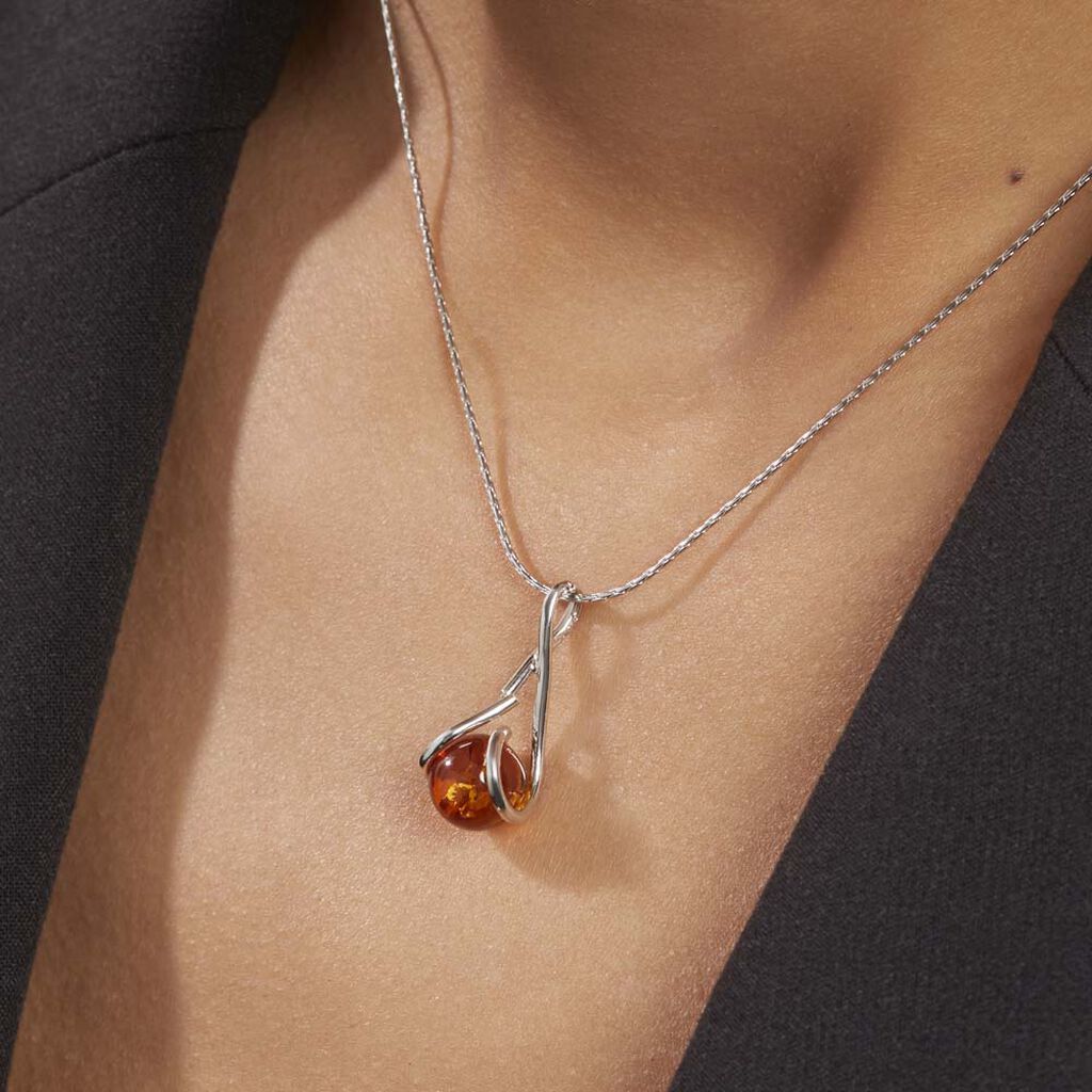 Collier Argent Blanc Derya Ambre