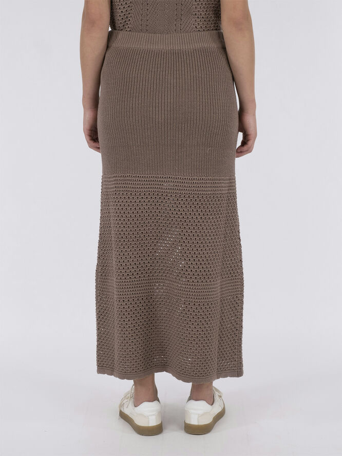 Neo Noir Lyric Crochet Knit Skirt Dusty brown