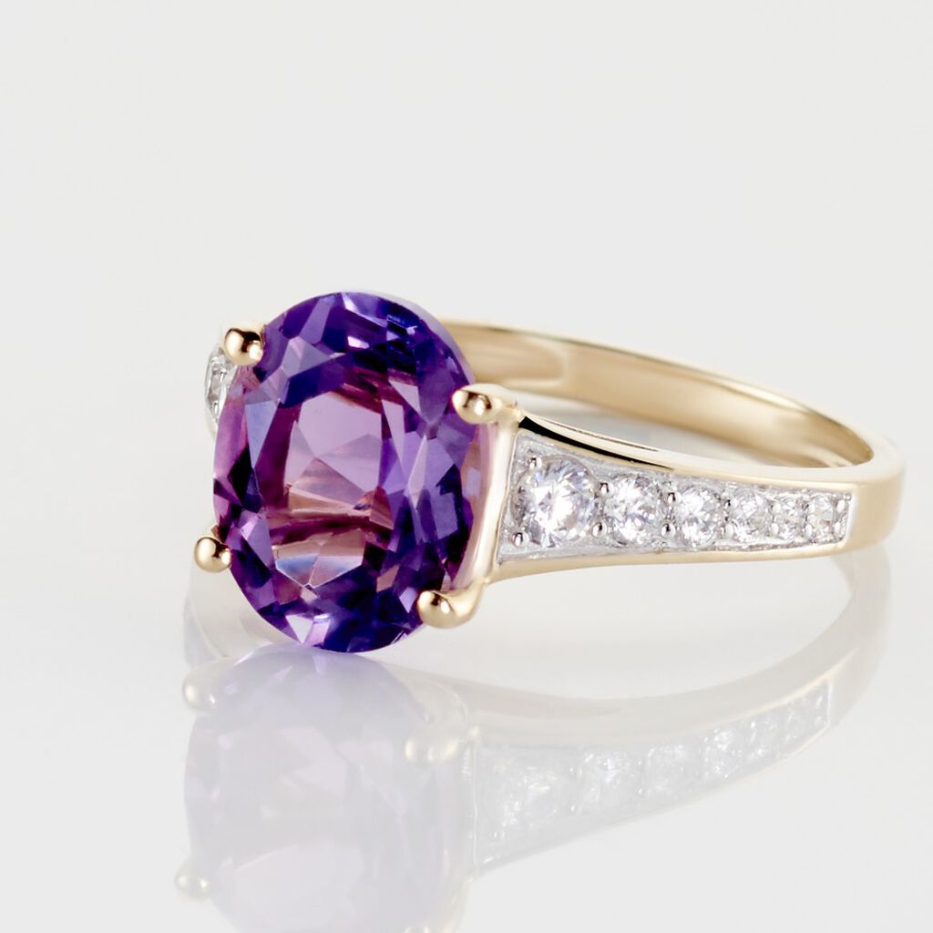 Bague Or Jaune Marie-camille Améthyste Oxydes De Zirconium