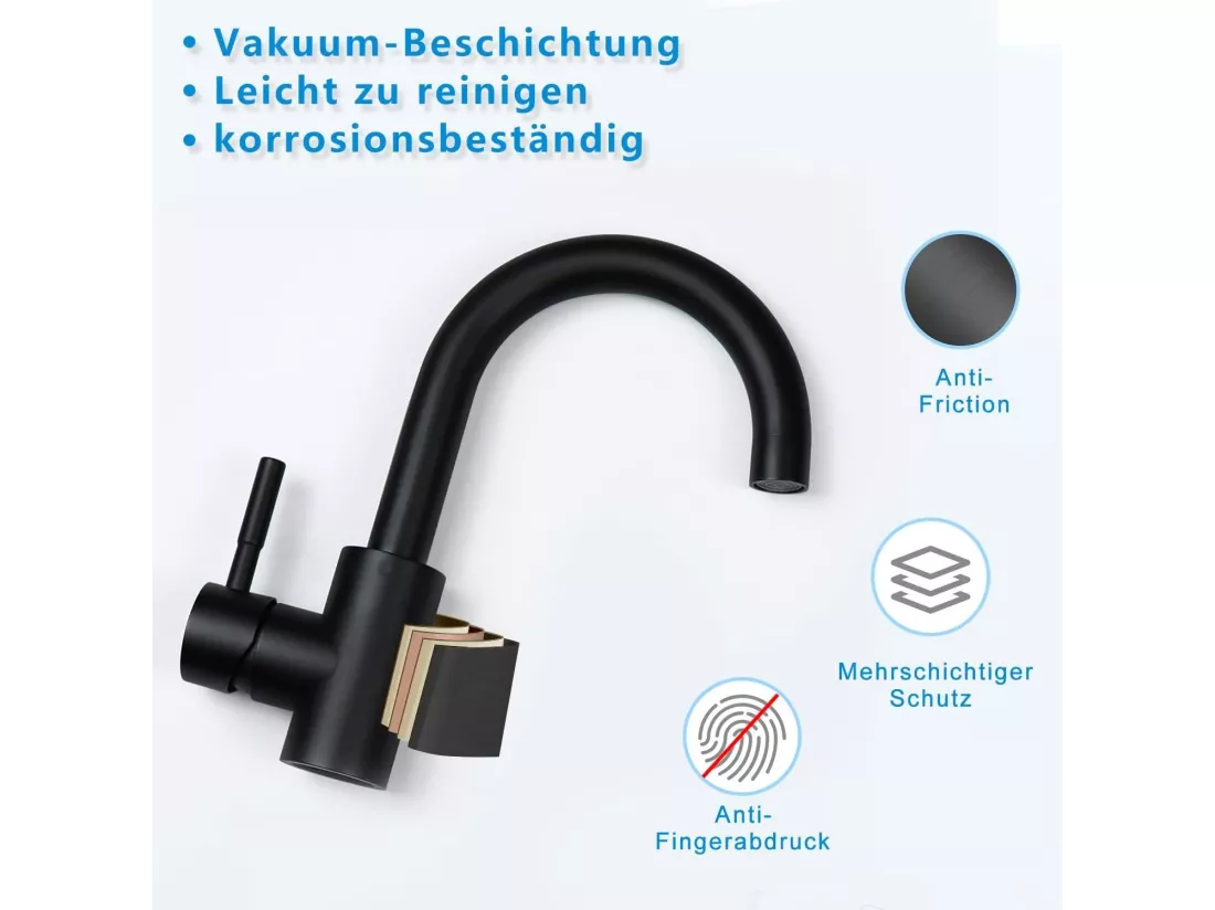 NETTLIFE robinet de cuisine robinet de lavabo de salle de bains robinet de salle de bains en acier inoxydable haute pression