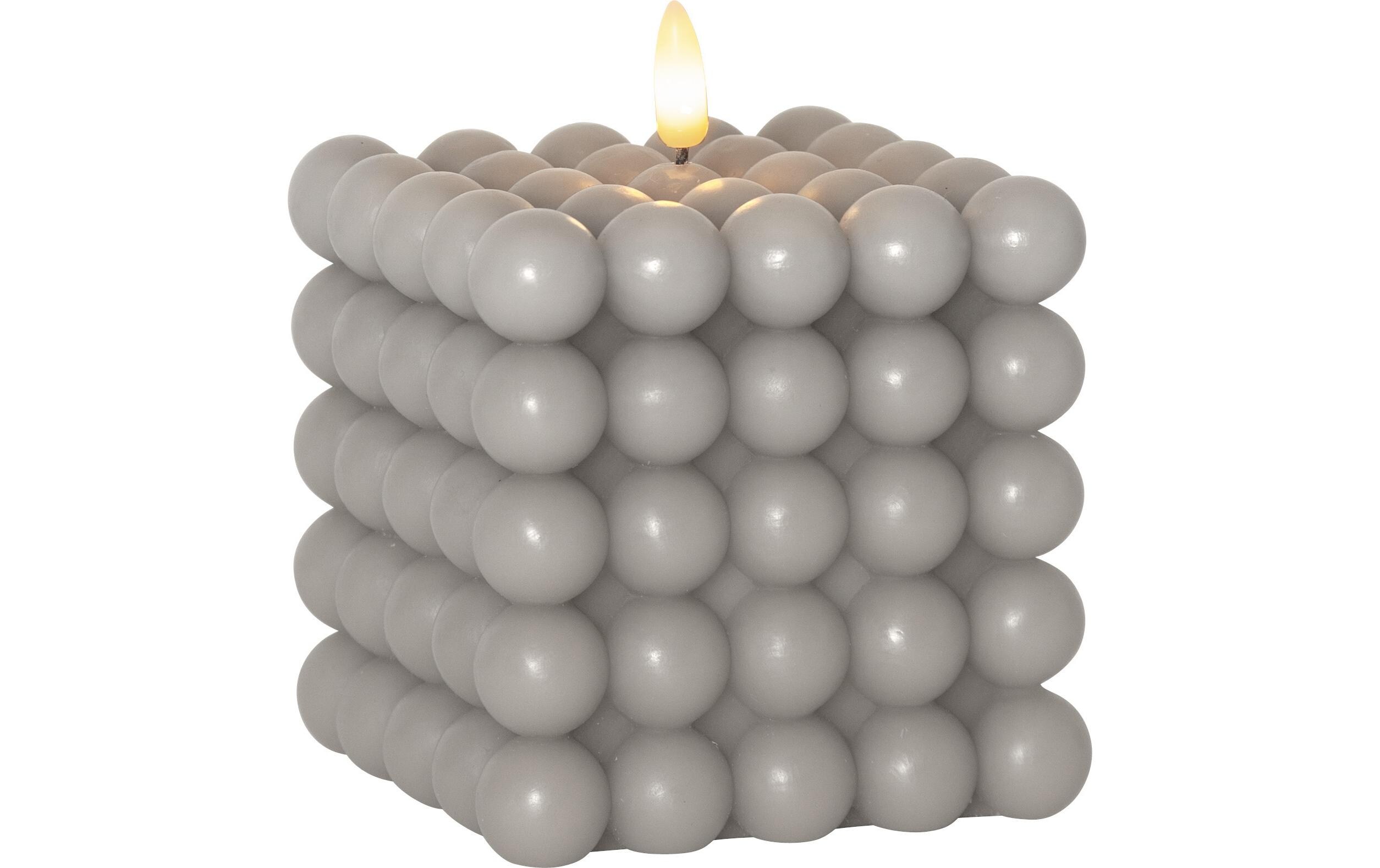 LED-Kerze Pillar Flamme Dot, 10 x 12.5 cm, BraunKerze aus Wachs mit LED Leuchte