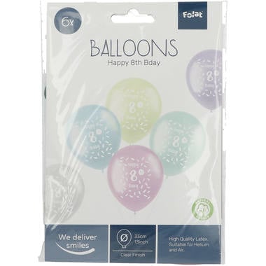 Ballonnen Happy 8th Bday 33cm 6st