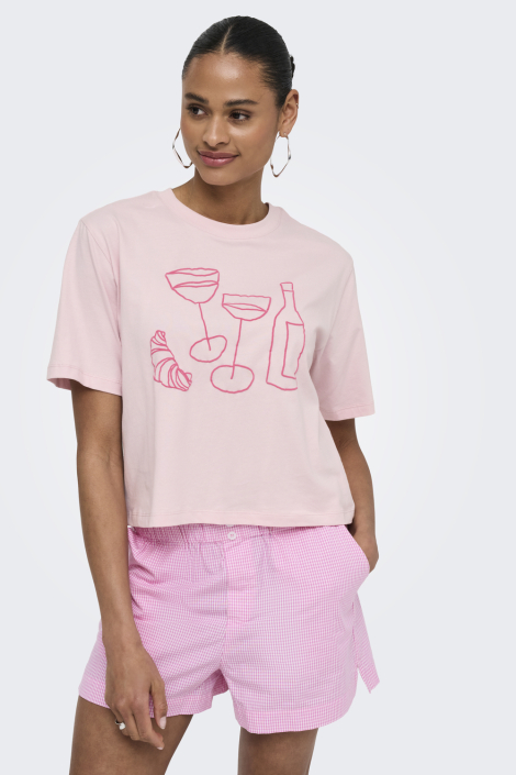 Jacqueline de Yong roze dames t-shirt