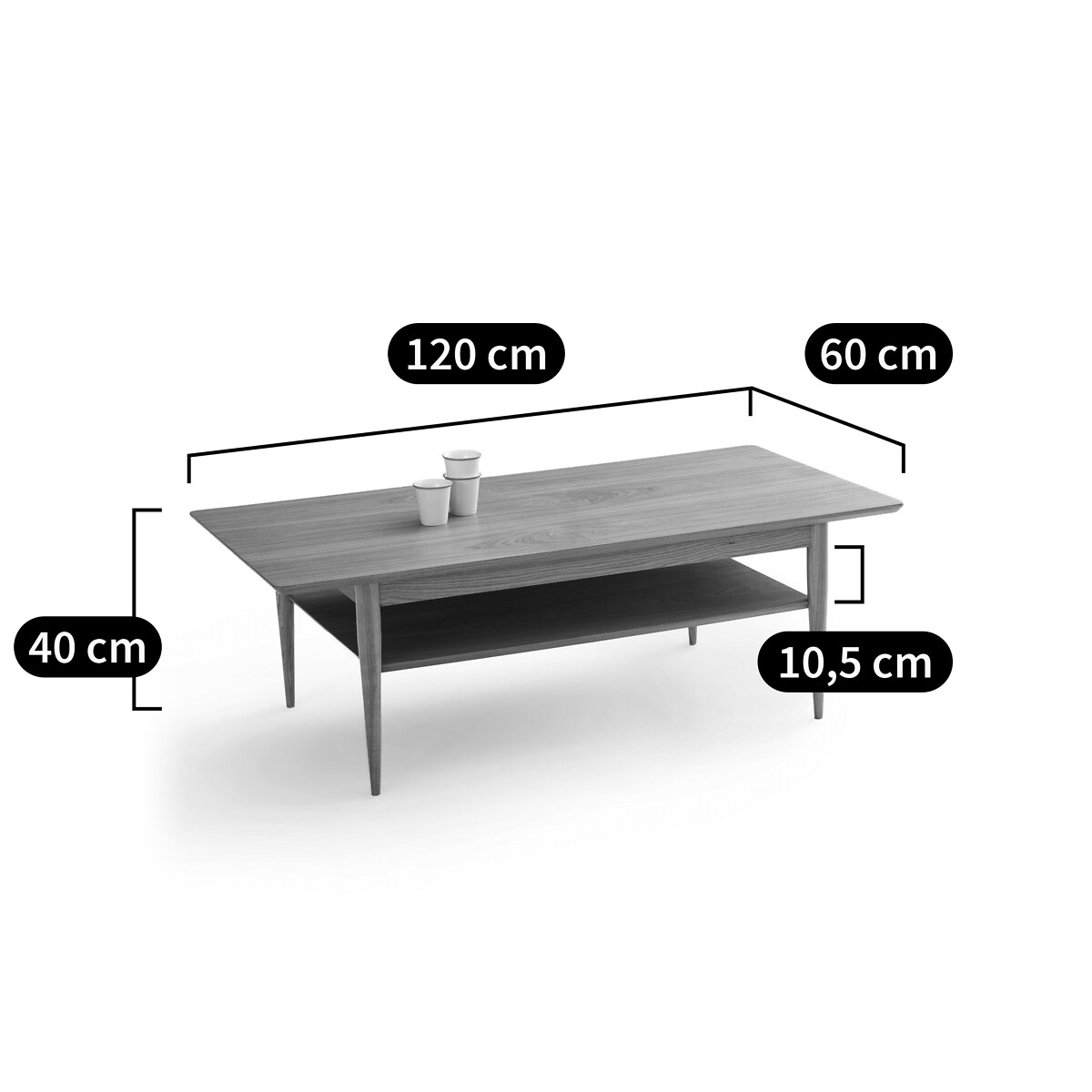 LA REDOUTE INTERIEURS<br>Mesa de centro com tampo duplo em madeira de freixo, Lussan