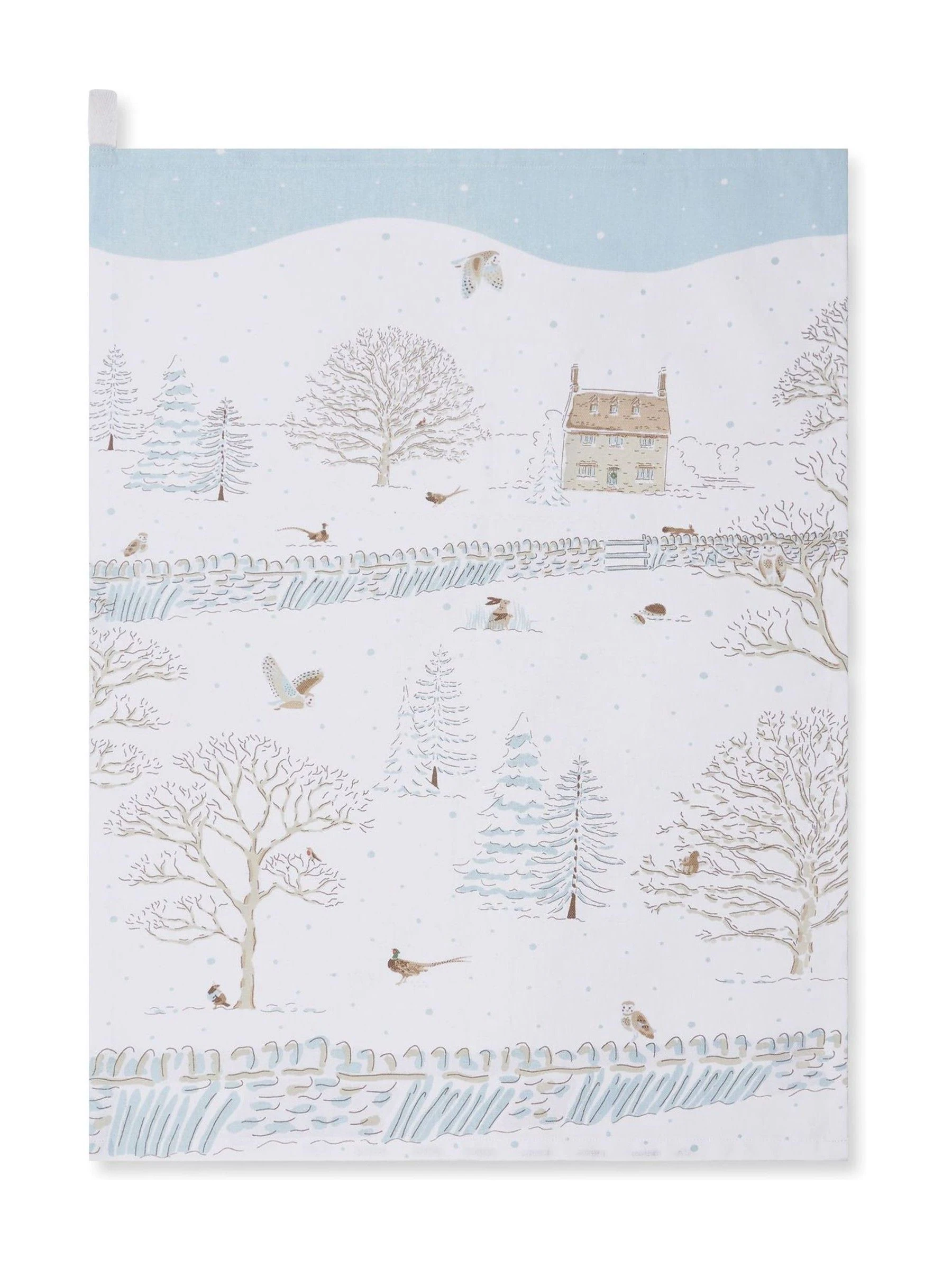 Sophie Allport Snowy Cottage Tea Towel
