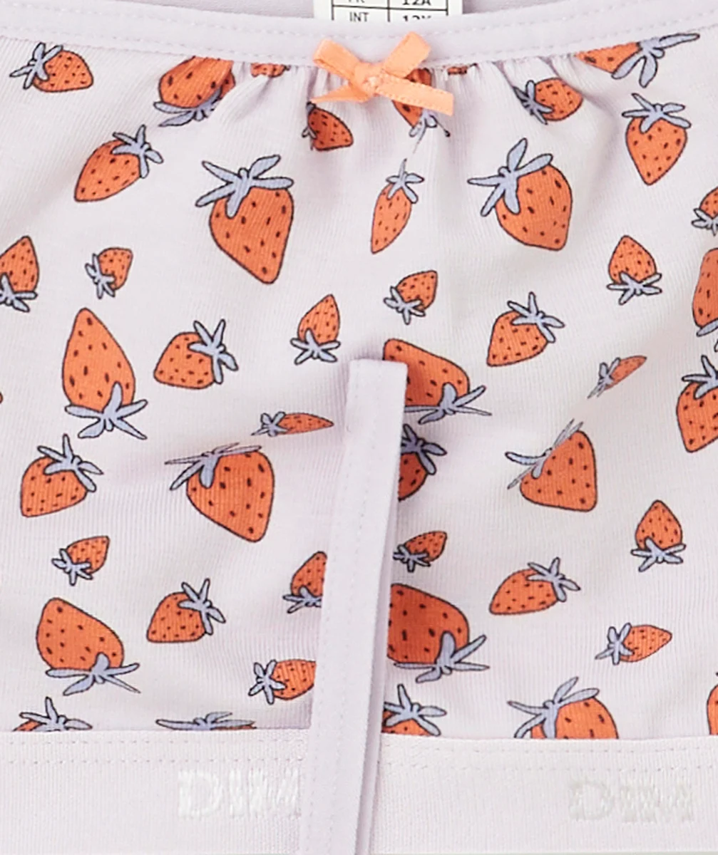DIMLOT DE 3 BRASSIÈRES POCKETS LILA ET IMPRIMÉ FRAISE