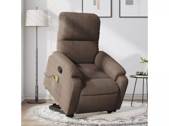 Fauteuil inclinable massant marron tissu microfibre