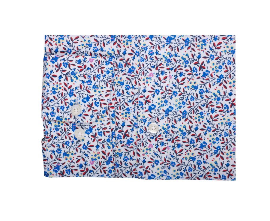 Chemise blanche homme à fleurs bleues et rouges - NOÉBERT
