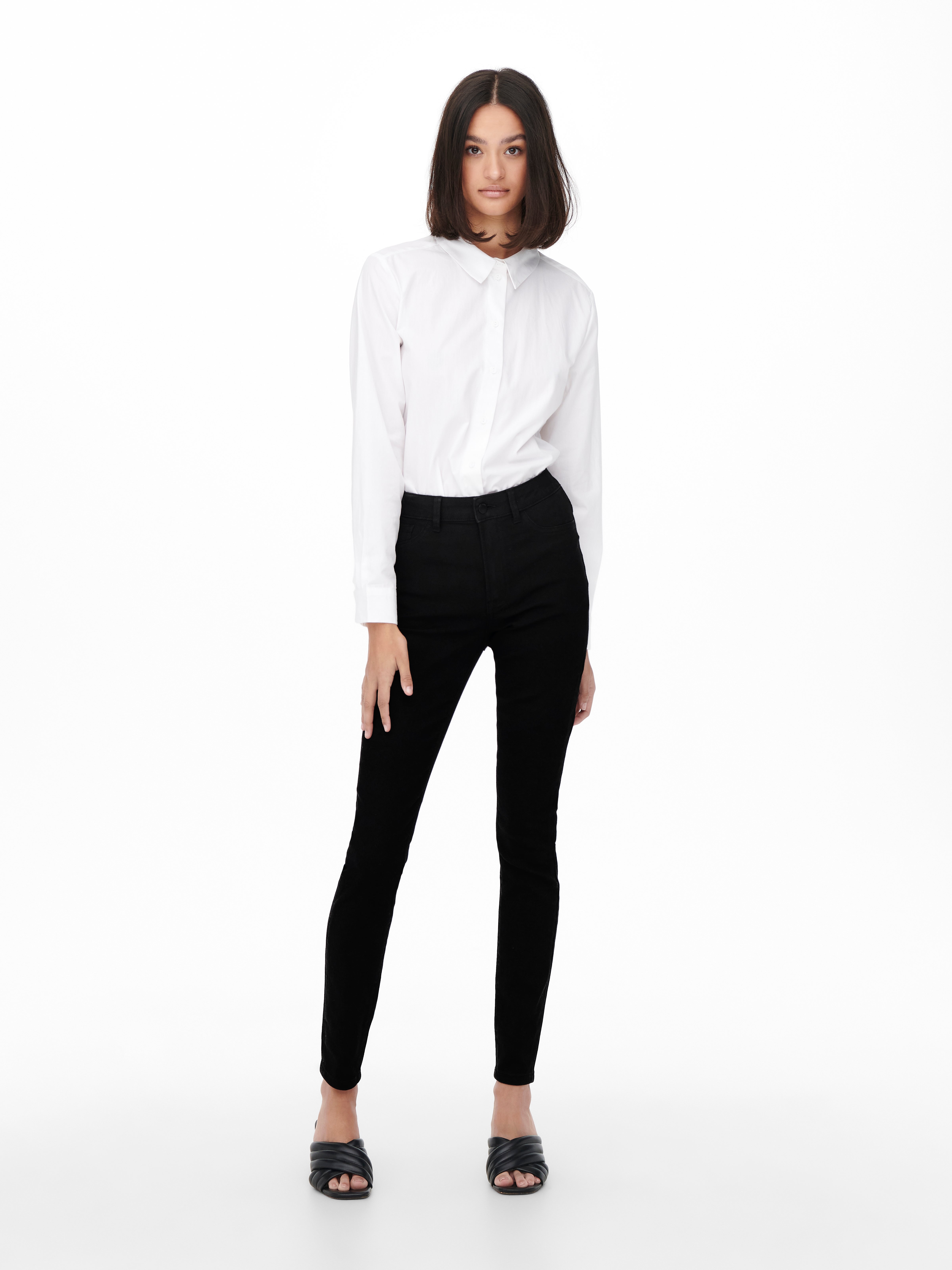 JDYTULGA Hohe Taille Skinny Fit Jeans Black