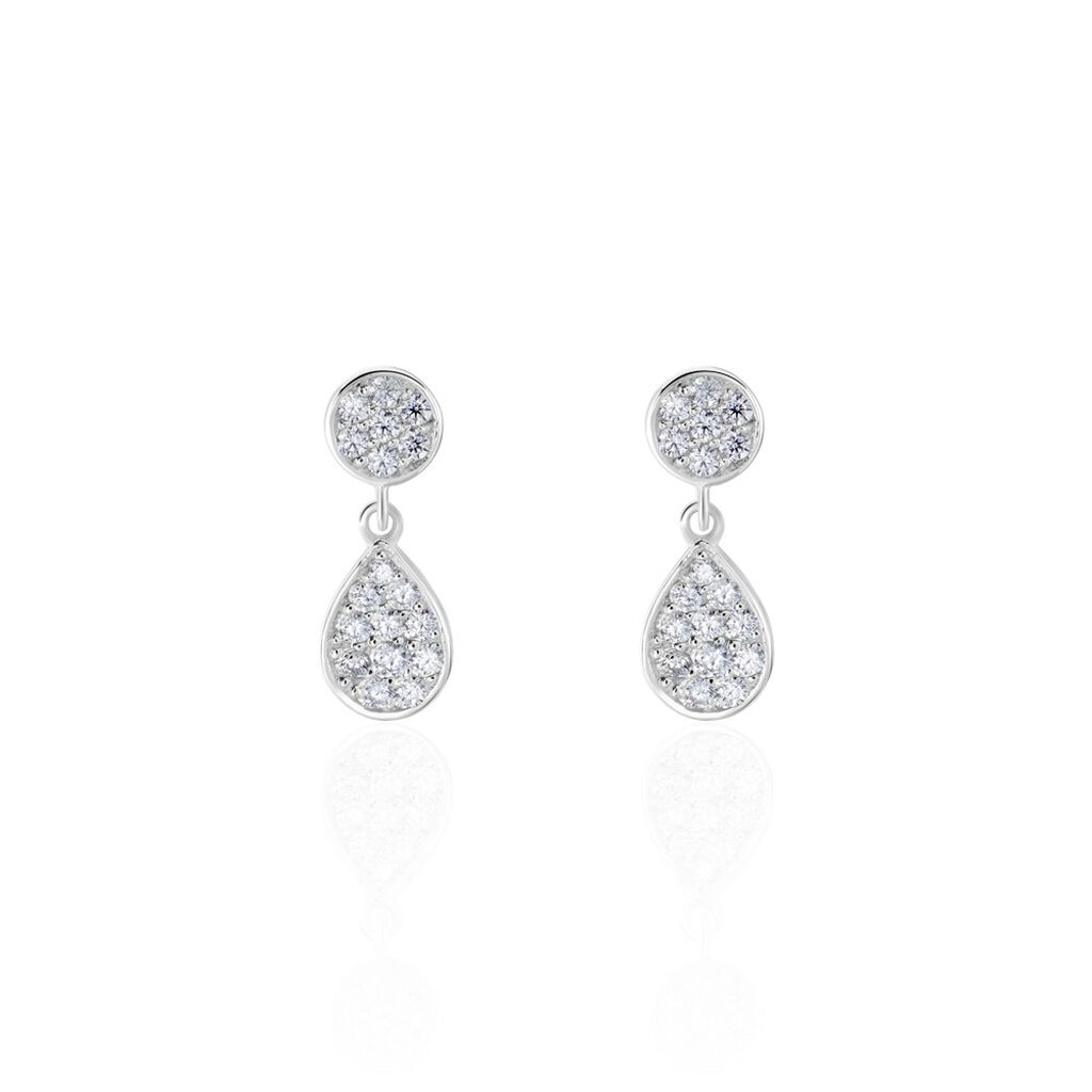 Boucles D'oreilles Pendantes Aletha Argent Blanc Oxyde De Zirconium