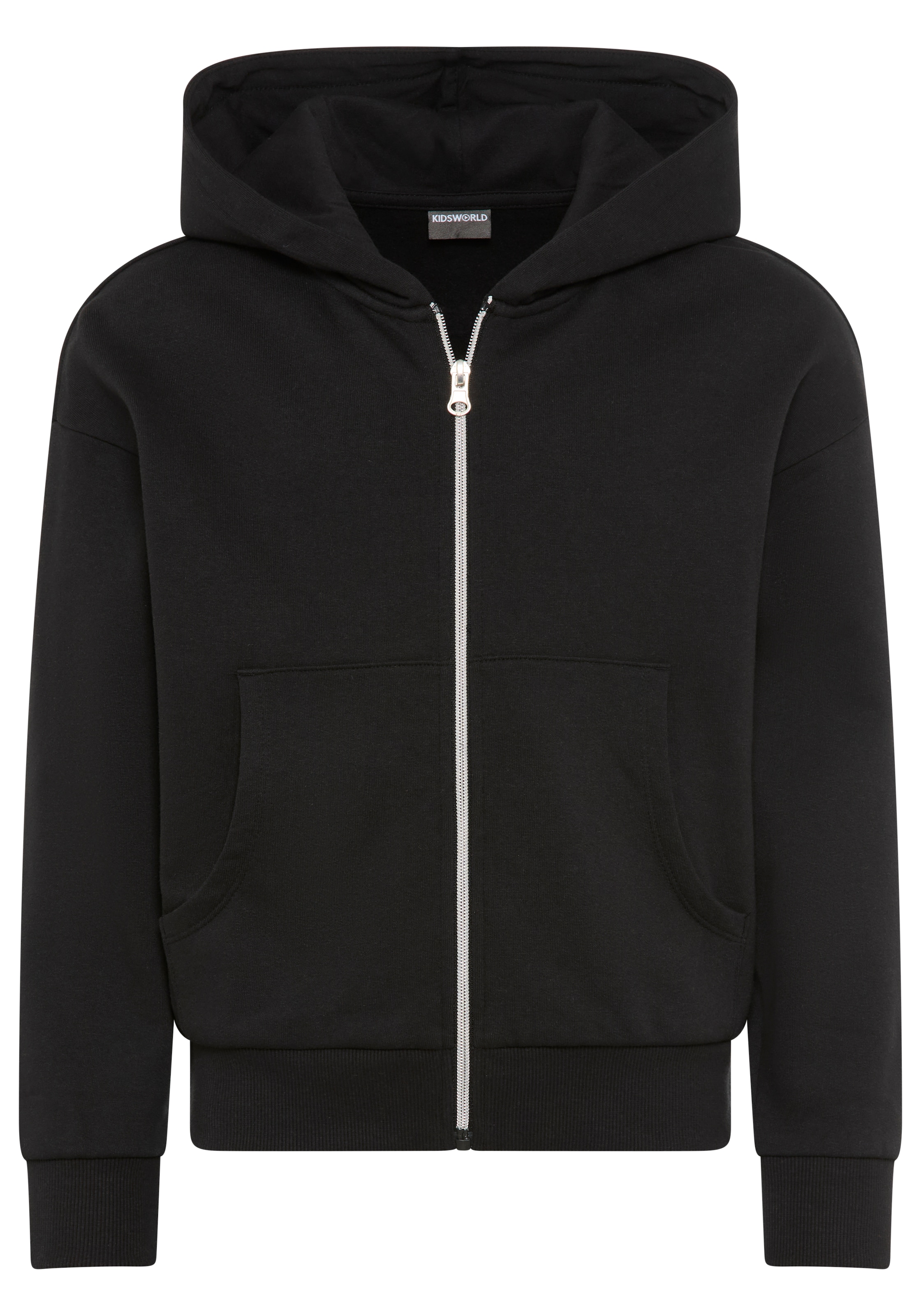 KIDSWORLD Kapuzensweatjacke »Lässige Sweatjacke mit kleinem  Logo«, Lockere Form