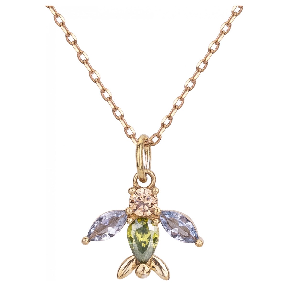 Collier mono-motif en Plaqué Or avec oxyde de zirconium multicolore