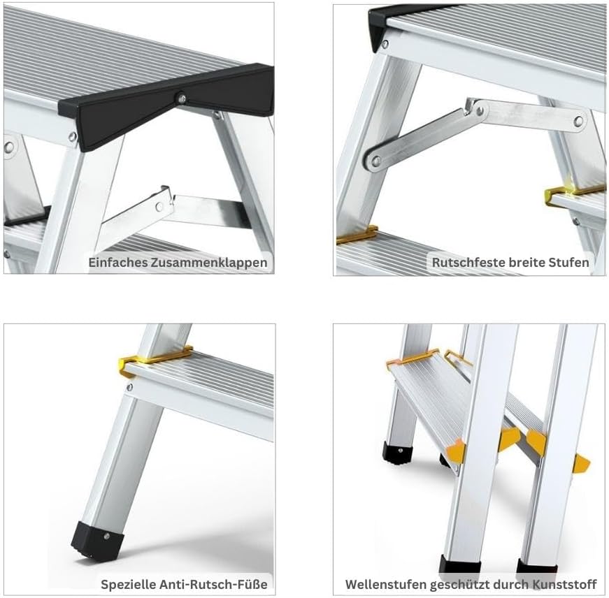 PROREGAL Economy Basic Trapladder, dubbelzijdig toegankelijk, 2 x 2 treden, werkhoogte 2,38 m, draagvermogen 150 kg