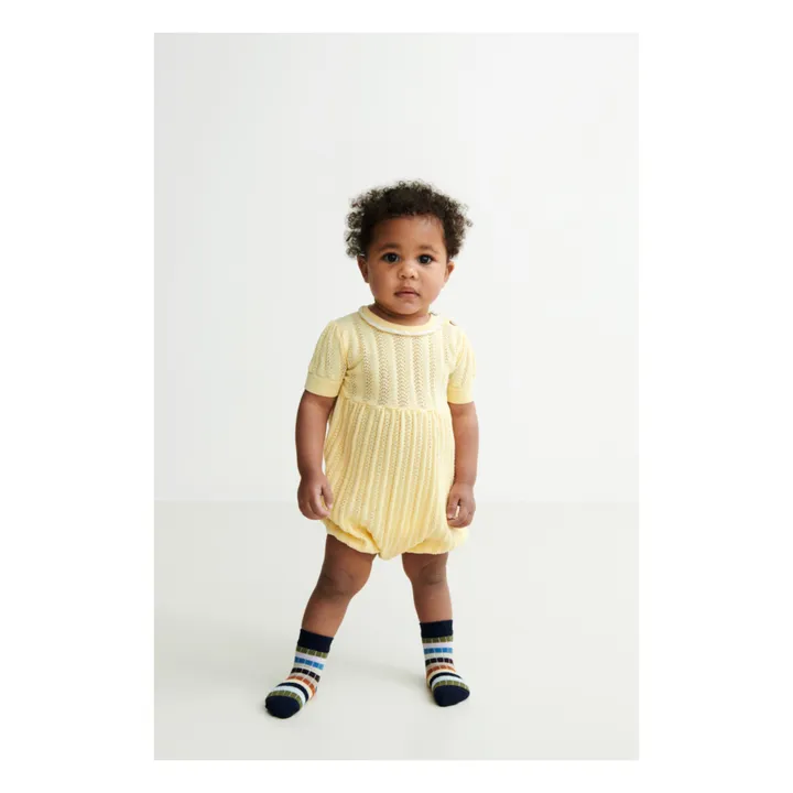FUB Barboteuse Maille Extra Fine Pointelle Coton Bio | Jaune
