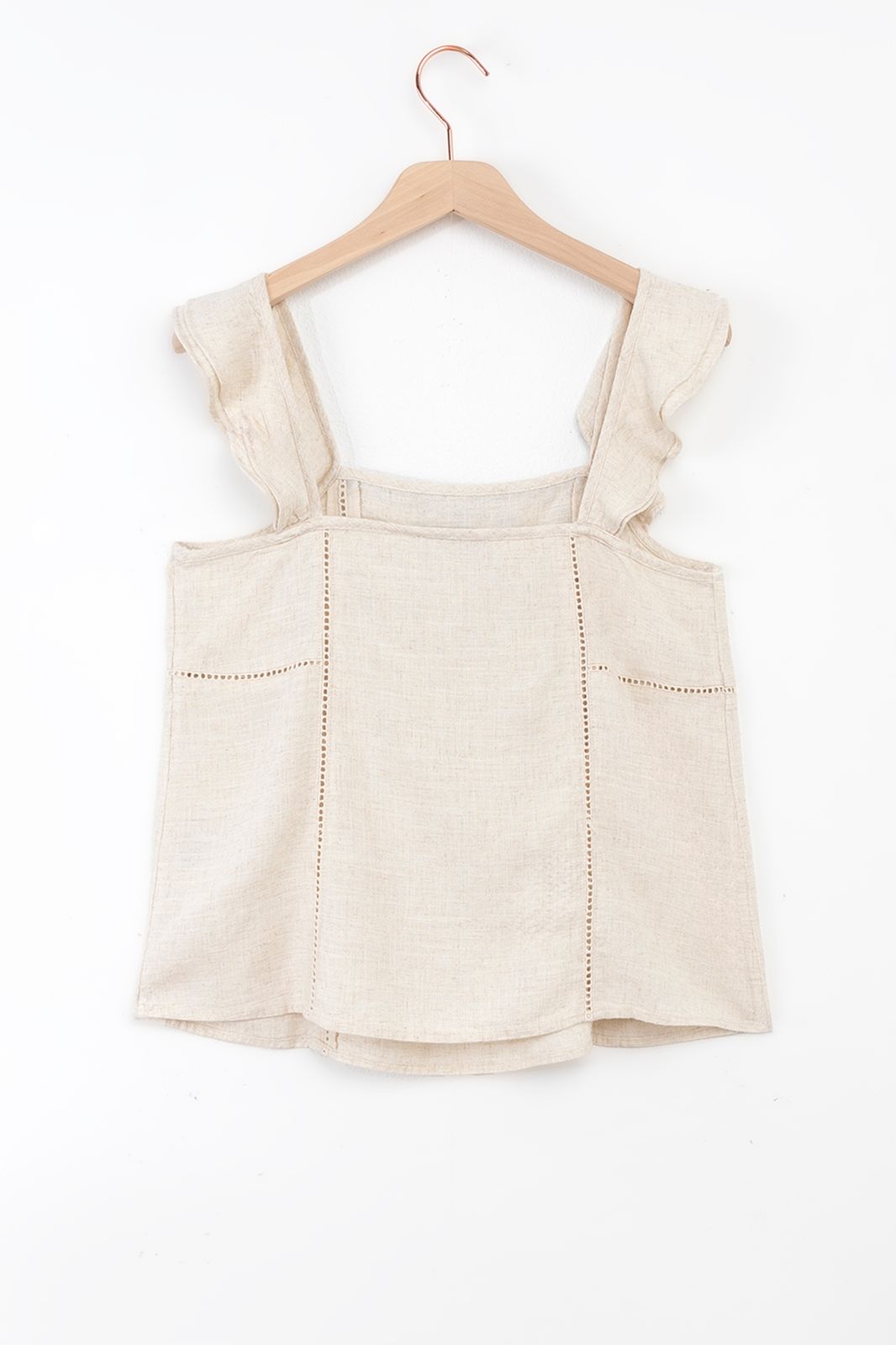 Beige singlet met embroidery