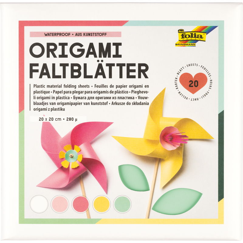 Folia Origamipapier, Kunststoff, 20 x 20 cm, assortiert, 20 Blatt