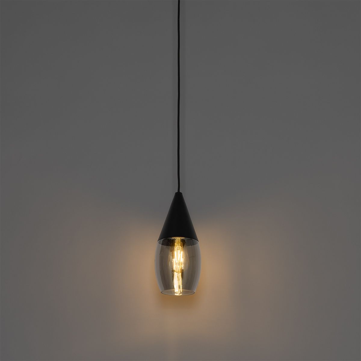 Moderne hanglamp zwart met smoke glas - Drop