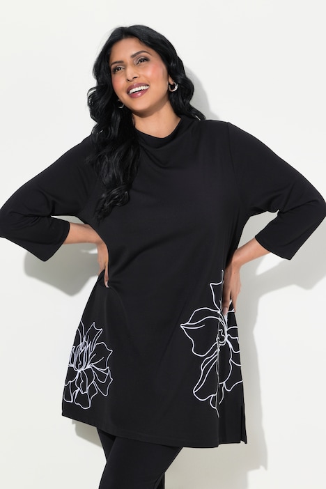 Sweatshirt, Stickerei, A-Linie, Stehkragen, 3/4-Arm