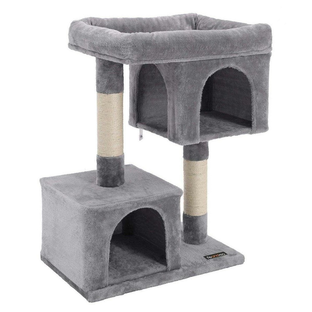Arbre à chat colonne en sisal pour aiguiser les griffes 2 niches luxueuses maison de jeu meubles pour chatons chats et félins
