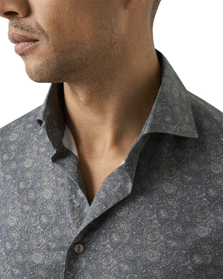 ETON Contemporary Fit Brown Motif Signature Twill Shirt Brun