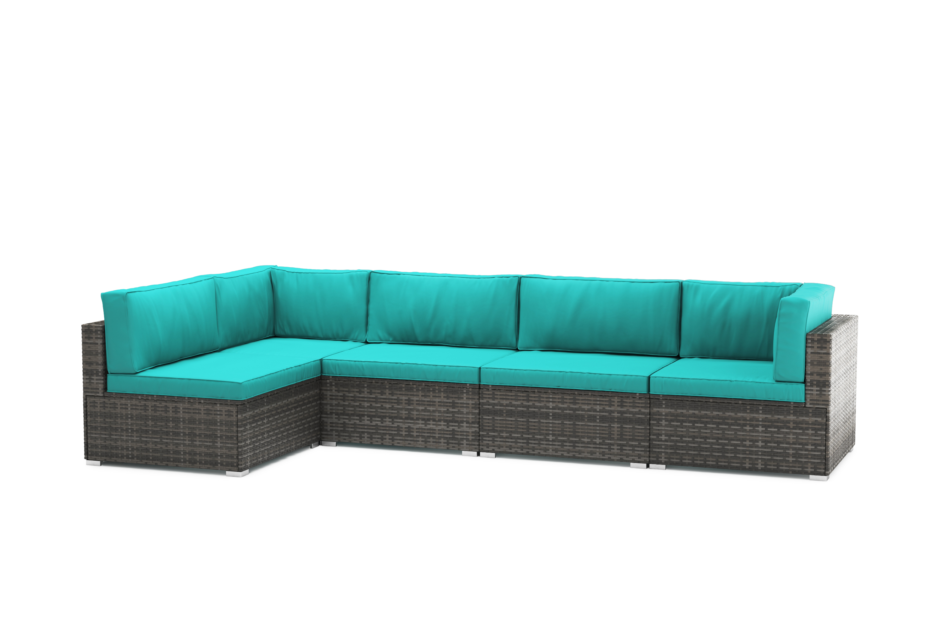 Mittelteil Rattanlounge LINDOS grau/türkis
