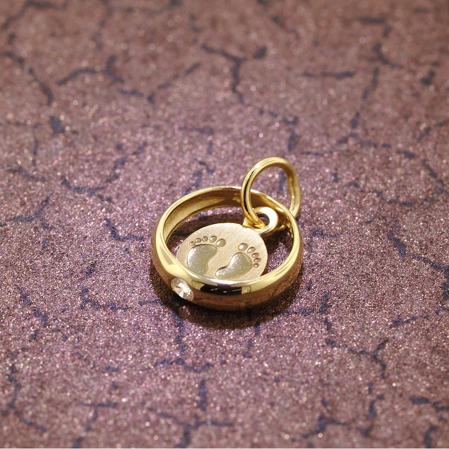 trendor Taufring Anhänger mit Baby-Fußabdruck 333 Gold (8 Karat) gold