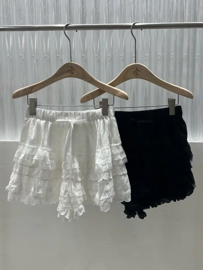 Seoulchic - gelaagde shorts met kanten plooien