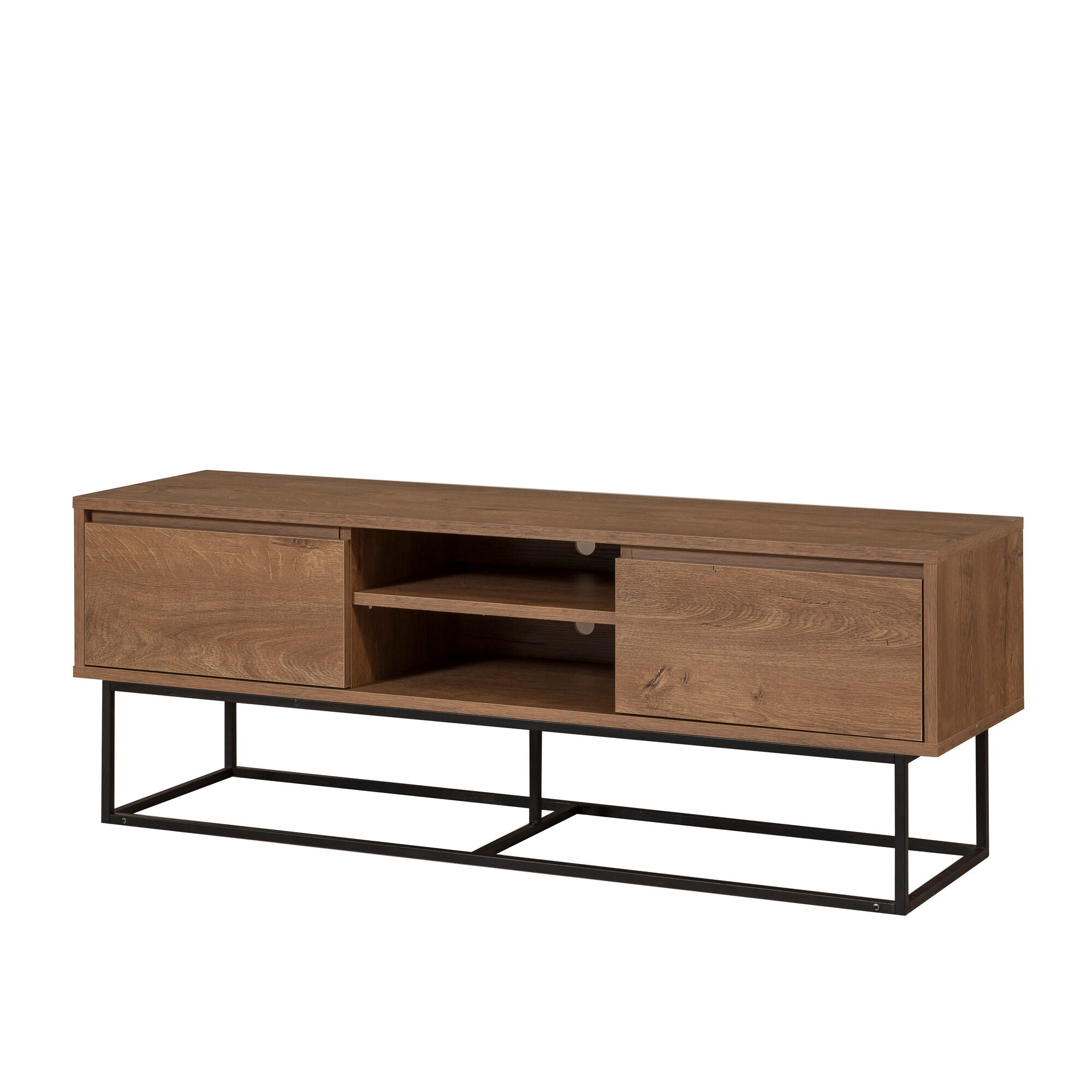 Homtex Moderner Industrieller TV-Ständer - 140x50 cm - Walnuss und Schwarz