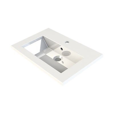 Plan vasque en résine blanc faible profondeur blanc Calao 60 cm