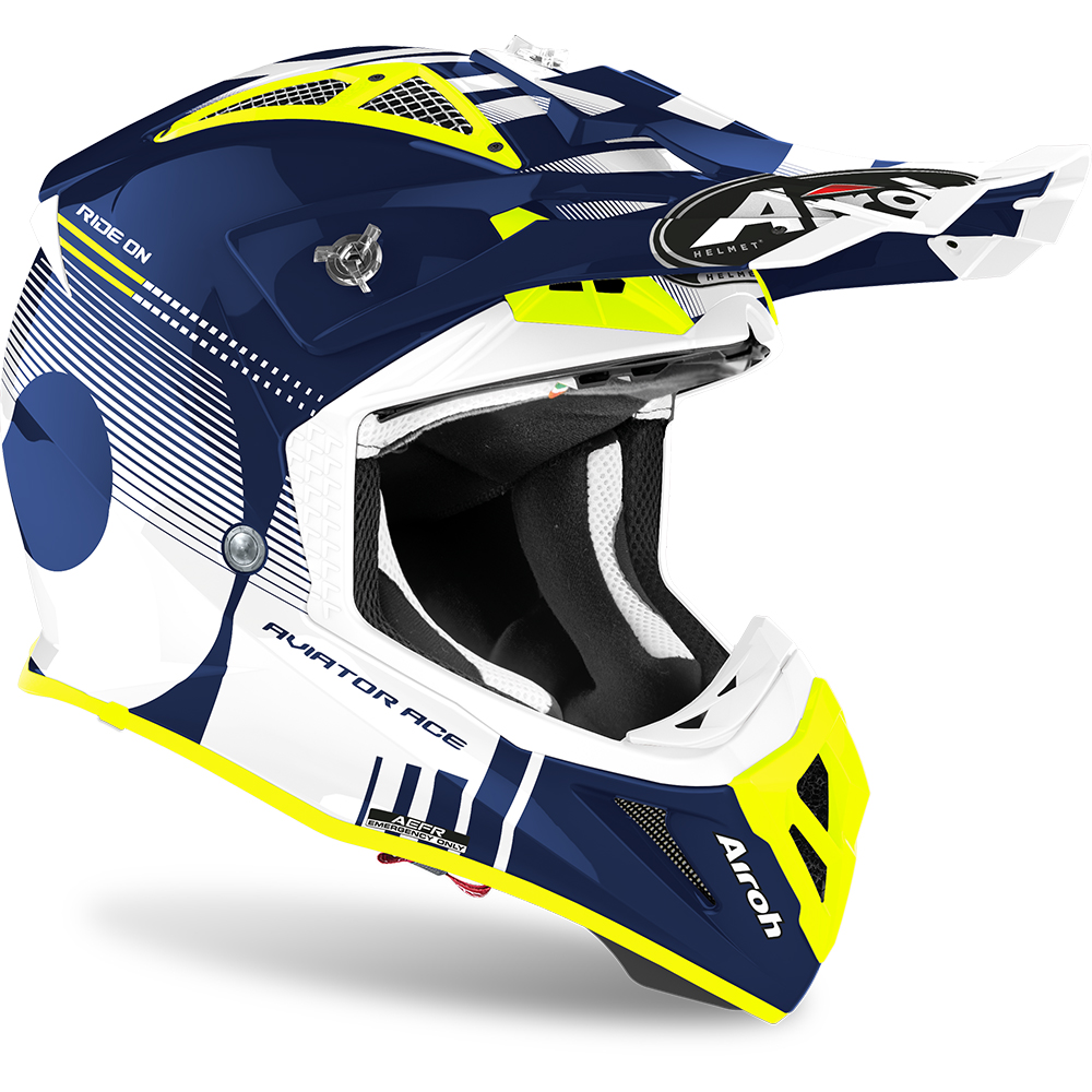 Airoh - Casque Aviator Ace Nemesi Bleu / Blanc / Jaune