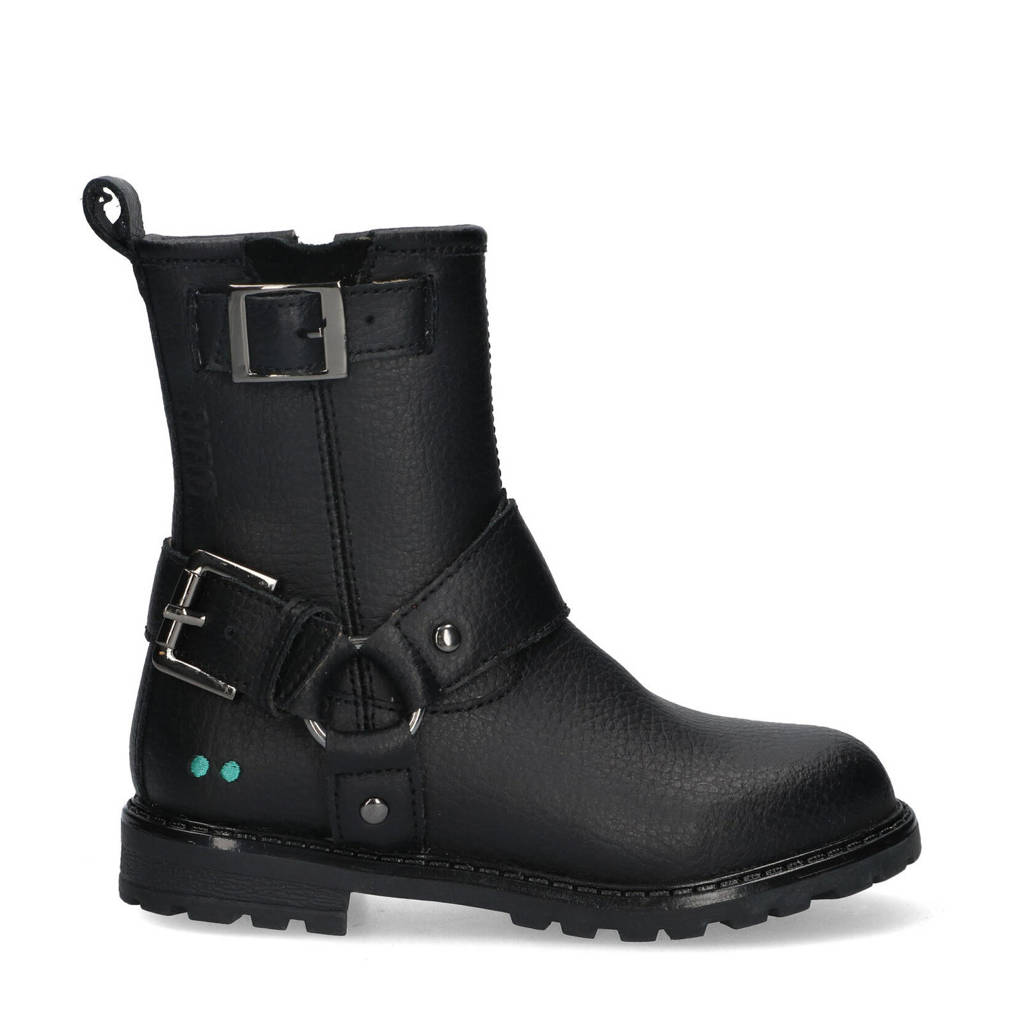 BunniesJR leren bikerboots zwart