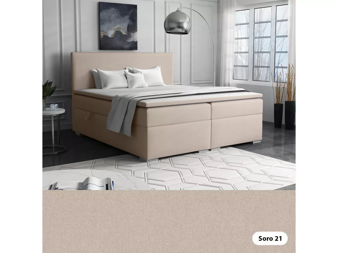 LIT BOXSPRING avec surmatelas Ennis 140x200 cm, Soro 21 (Ivoire)