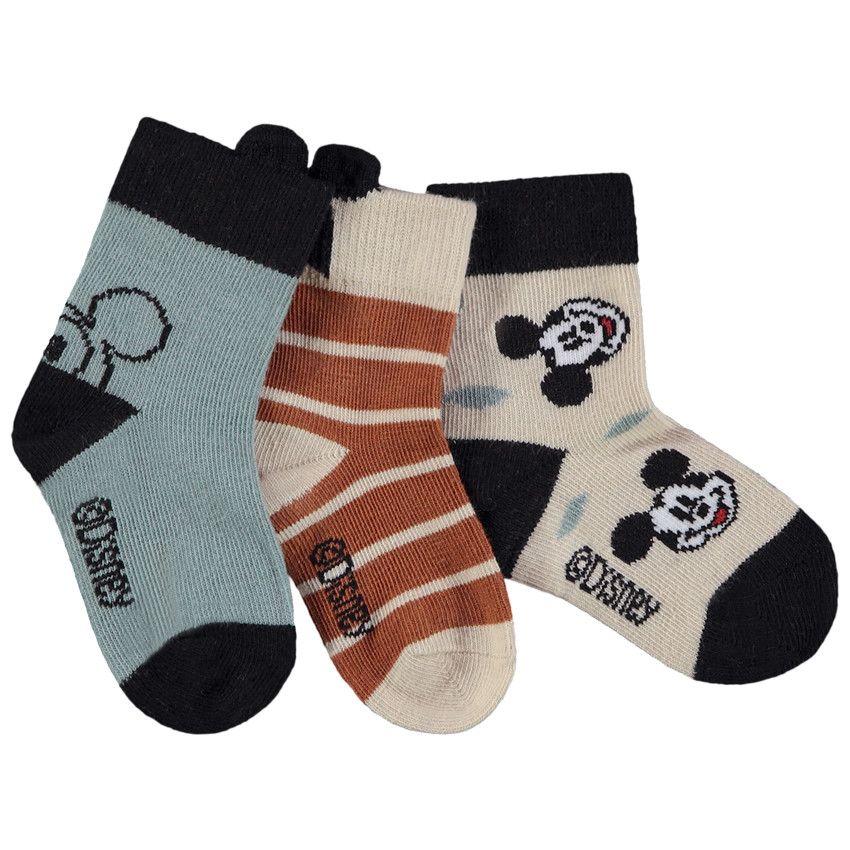 Lot de 3 paires de chaussettes Mickey Disney pour bébé garçon - Ecru