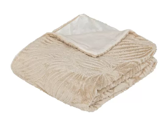 Plaid Fourrure Blanc Ivoire motif en relief 120 x 160 cm