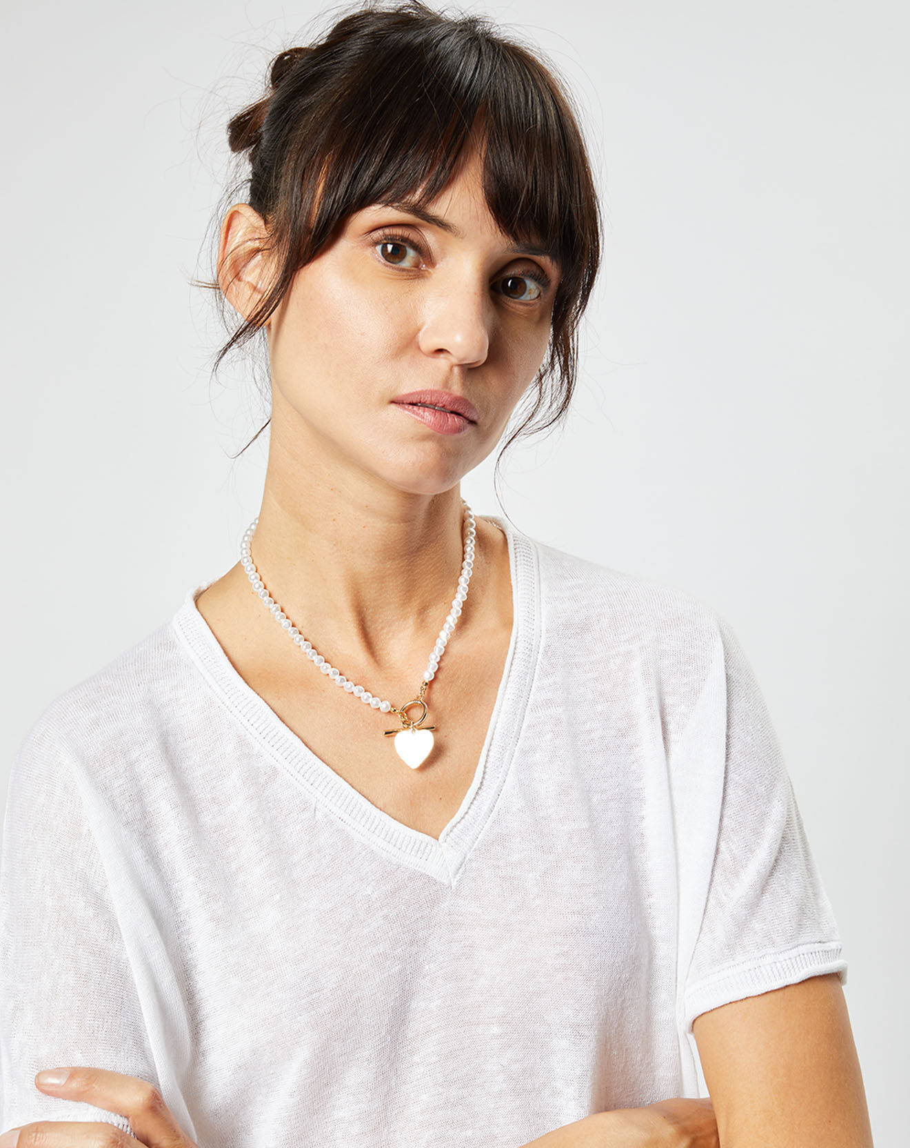 Maison Anje Pull en Lin & Coton Lelena blanc