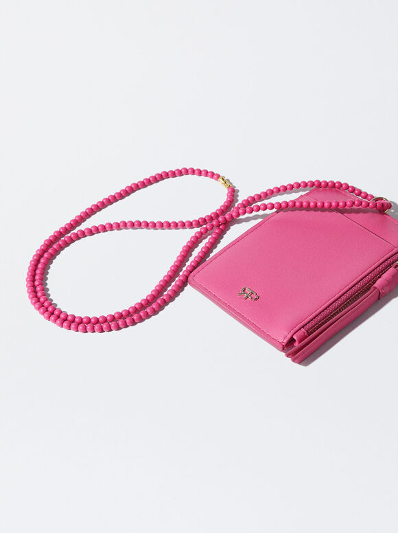 Porta-cartões com miçangas - Rosa