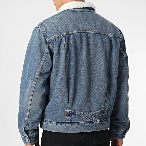 Veste En Jean Col Mouton A4882 Bleu Denim