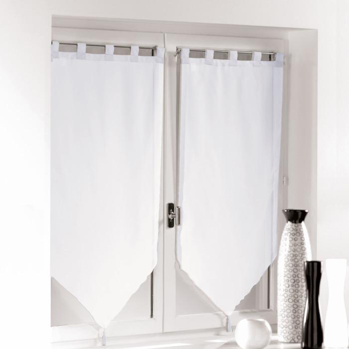 PAIRE POMPON PASSANTS 2X60X90CM VOILE UNI VOILINE BLANC