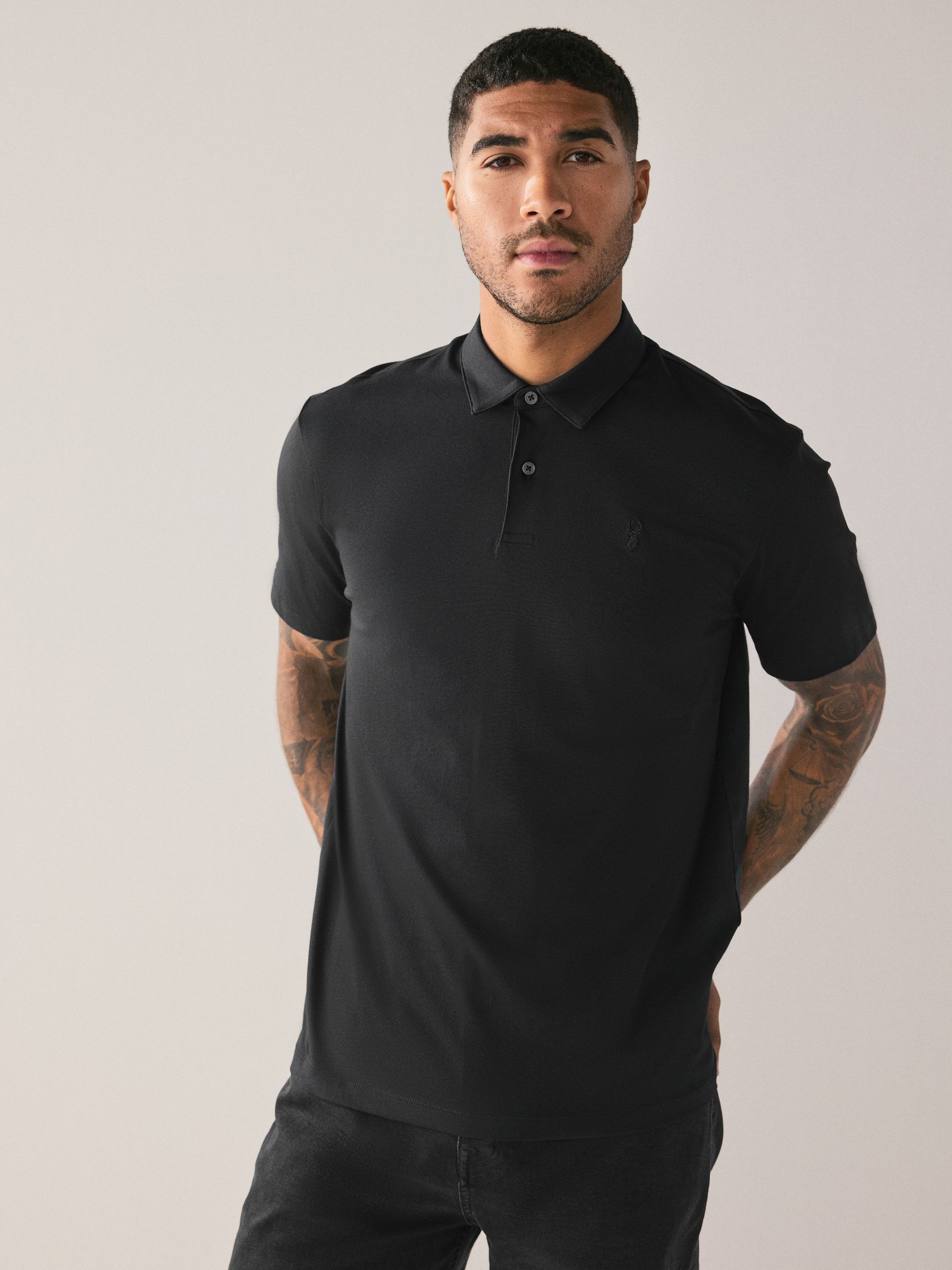 Blauwgroen/Zwart/Roest Rood - Set van 3 jersey poloshirts met korte mouwen