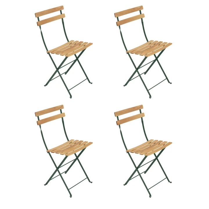 Fermob - Bistro Klappstuhl Naturel, zederngrün (4er-Set)