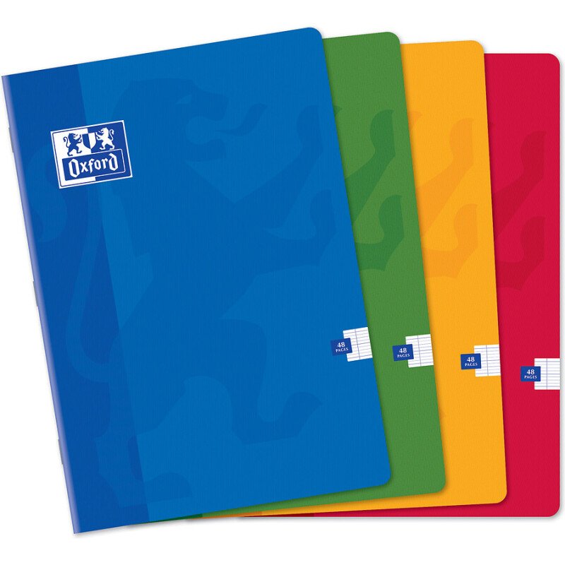 Cahier Oxford Color Life A4 grands carreaux Seyès 48 pages agrafées couverture carte coloris assortis